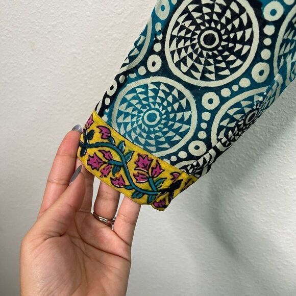 Tolani Multicolor Katarina Silk Printed Hooded Tunic V Neck Women’s Small - Picture 4 of 13